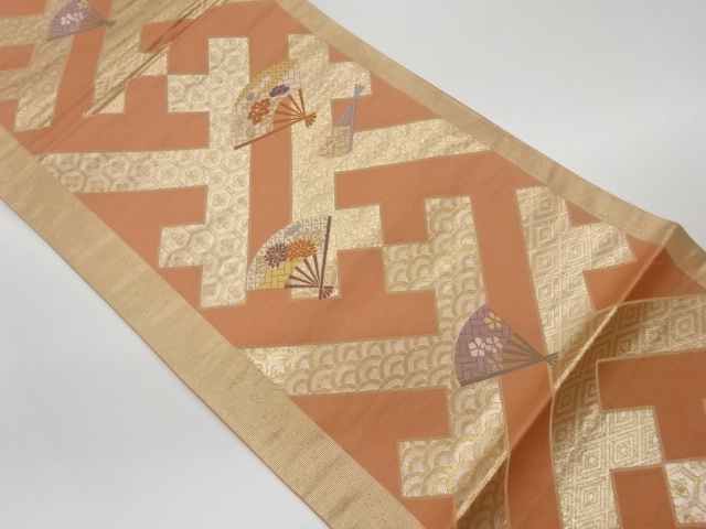 JAPANESE KIMONO / VINTAGE FUKURO OBI / WOVEN FLOWER & TRADITIONAL PATTERN